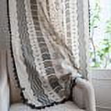 Boho Window Curtain Panel with Tassels Black Striped Geometric Print Country Style Cotton Linen Room Darkening Curtain Panel for Bedroom Living Room Rod Pocket Top