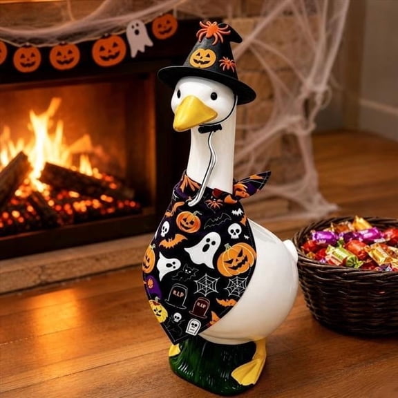 AuroraX Porch Goose Clothes Set 17 19 inch 23 inch Porch Goose Fall Outfit Sets Witch Hat Triangular Bandana Kit Pumpkin Clothing Personalised Porch Goose Accessories Lawn Garden Decor