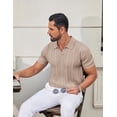 thumbnail image 3 of COOFANDY Mens Knitted Polo Shirts Textured Polo Shirt Short Sleeve Mens V Neck Collared Shirts Casual Striped Polos, 3 of 6