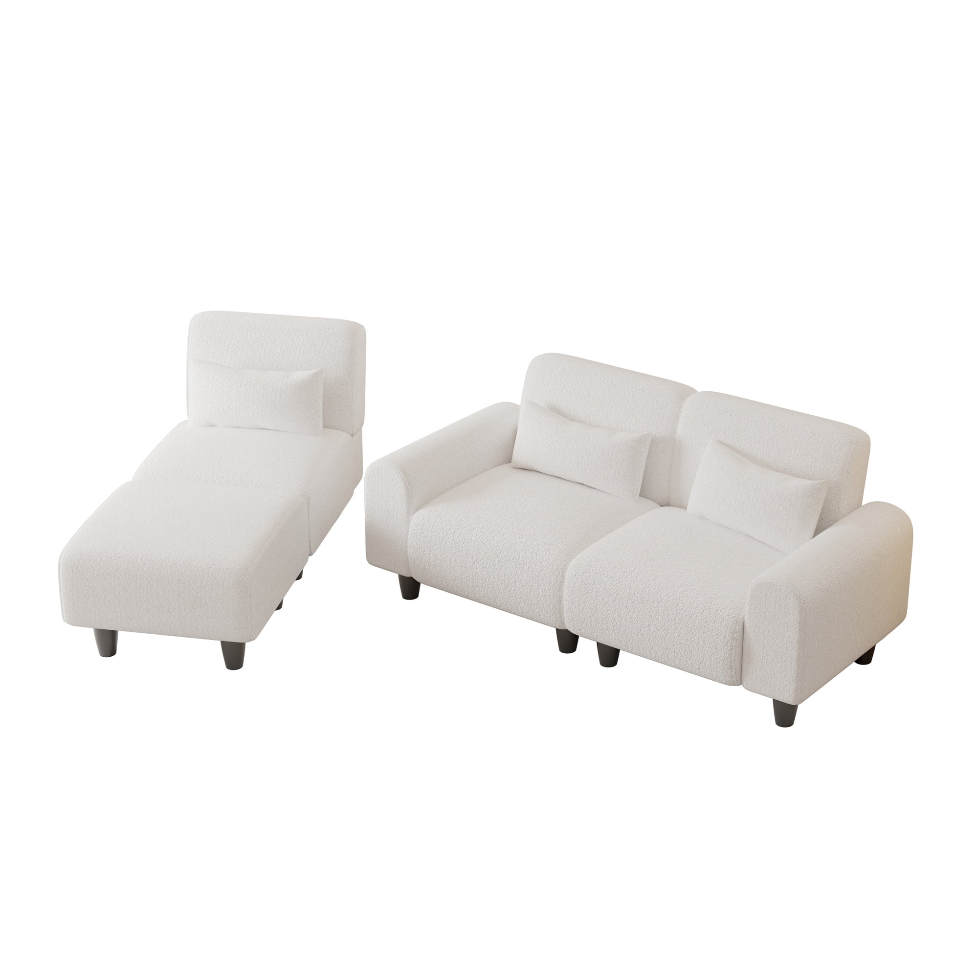 Aukfa 85" Reversible Sectional Sofa, Deep Seat Couch with Chaise for Living Room, 3 Pillows, Beige