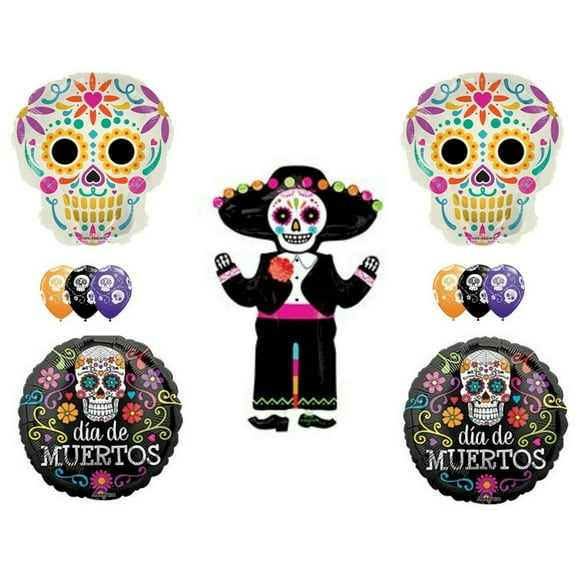 Day of The Dead Skeleton Halloween Birthday party balloons Dia de Muertos