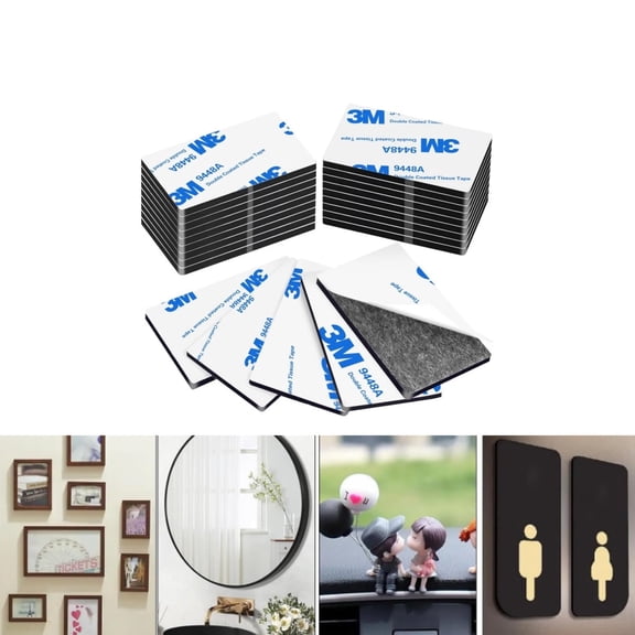 Heavy Duty Double Sided Sticky Tape,Portable Pre-Cut Rectangular Foam Tape for Home,QZS Strong Double Sided Adhesive Pads,60Pack