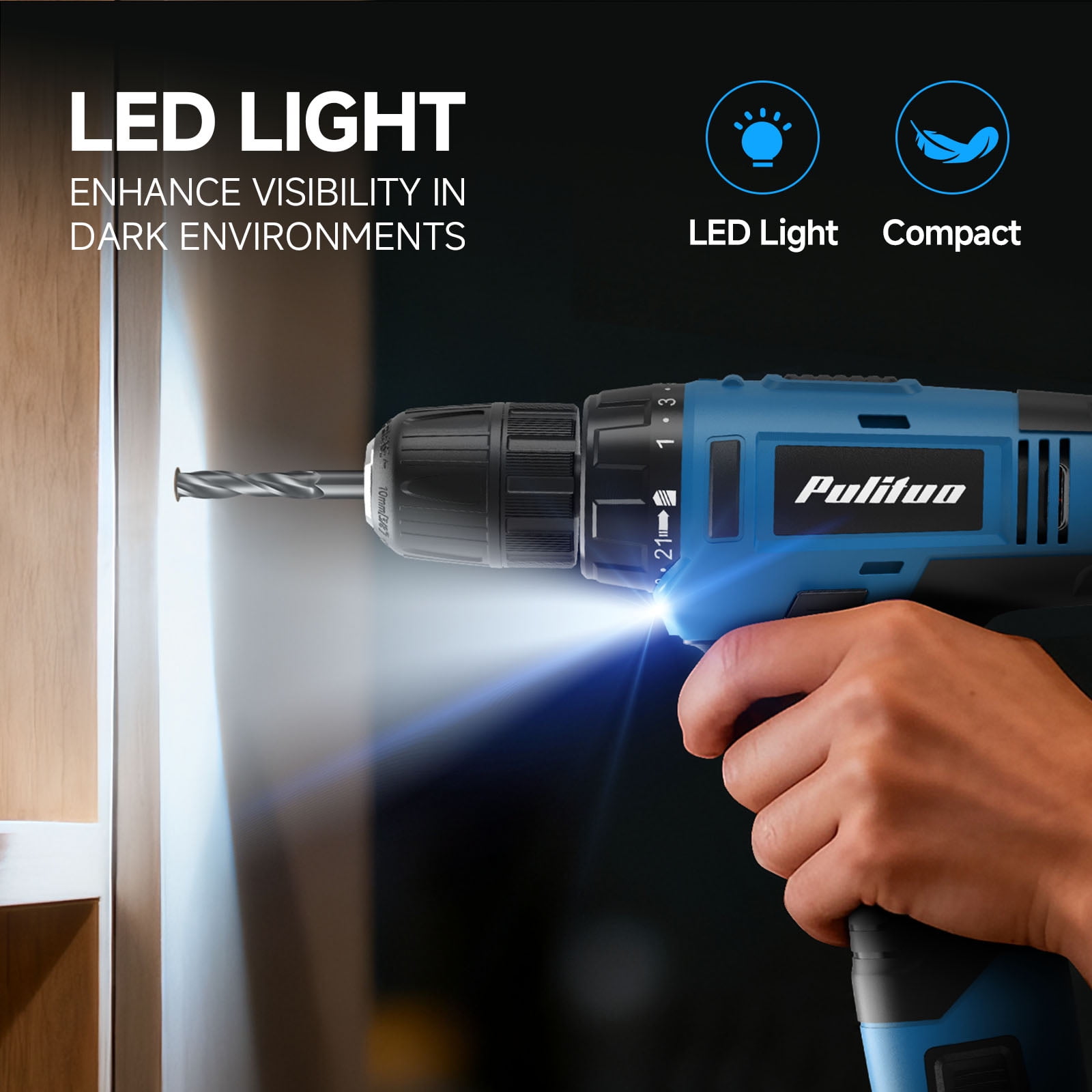 PULITUO 148-Piece Home Drill Set with 12V Blue Cordless Drill, Hand Tools, Tool Box, Ideal for Men, Women, and DIY Enthusiasts for Home Improvement