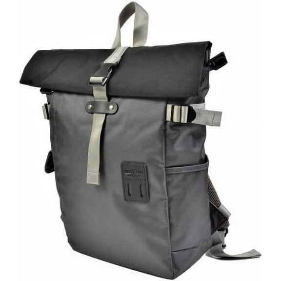 Harvest Label 2-Tone Rolltop Backpack Casual Sports Everyday Outdoor Daypack Gun-Metal
