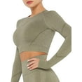 thumbnail image 5 of FITVALEN Women Seamless Long Sleeve Workout Yoga Crop Top Sport Fitness Top Shirts with Thumb Hole, 5 of 7