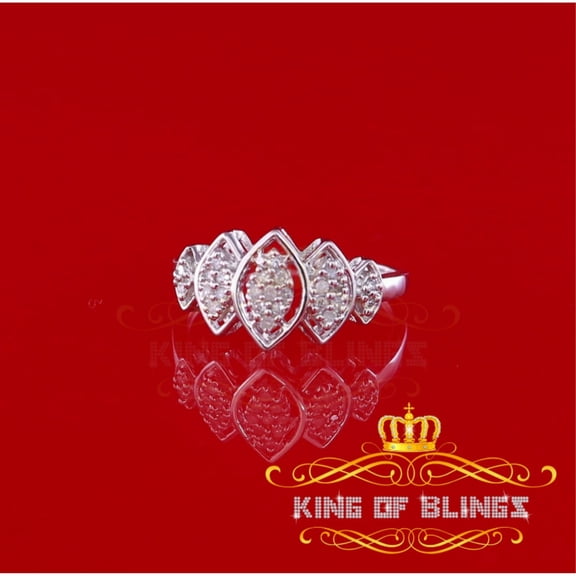 King OF Bling's 10K Real White Gold with 0.12 CT Real Diamond Ladies Ring
