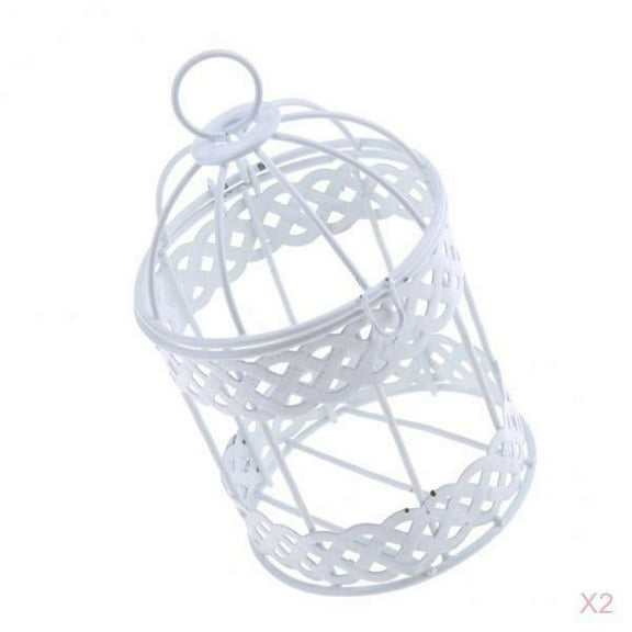 yotijay 2pcs Metal Wire Flower Pot Hanging Birdcage Planter Balcony Decor