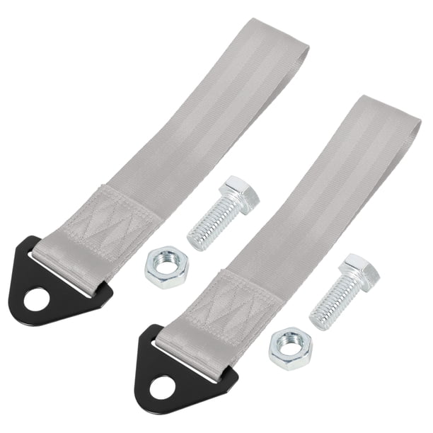2Piezas Gris Universal Coche Remolcar Remolque Gancho Parachoque Remolque Cinturón Correa