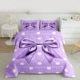 thumbnail image 2 of Manfei Kawaii Ribbon Bow Knot 3-Piece Full Size Comforter Sets for Girls Female Children,Polka Dots Bedding Comforter Set,Dreamy Princess Lightweight Bedding Sets,Microfiber Bedroom Decor, 2 of 8