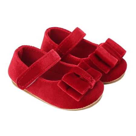 Mildsown Baby Girls Mary Jane Flats with Bowknot Non-Slip Sweet Shoes