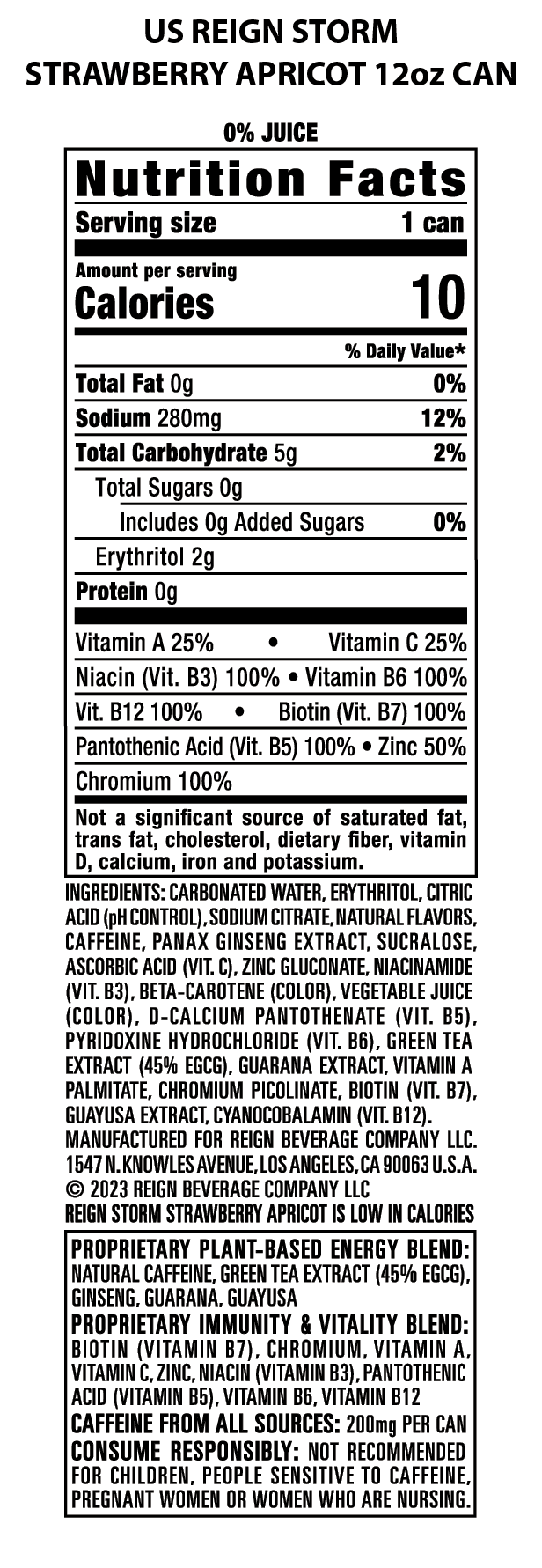 Reign Storm, Strawberry Apricot, Clean Energy Drink, 12 fl oz