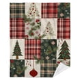 1 Piece Flannel Blanket - Super Soft Plush Texture, Christmas Tree and ...