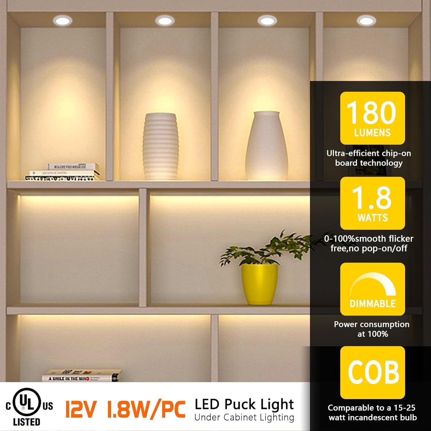 VST Smart Under Cabinet Lighting Work with Alexa Google Assistant App Remote Control, Recessed or Surface Mount 12V 2W/Pc Puck Light for Kitchen Under Counter, 10 Pack 3000K~6000K,White