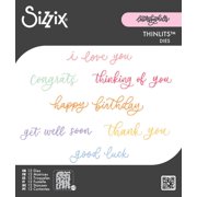 Sizzix Dies Common Greetings Thinlits Die Set by Letters by Shells, 12PK