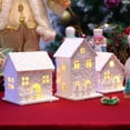 thumbnail image 6 of ABPETE 3pcs Christmas Village Houses Sets: Glowing Christmas Village Accessories Led Lighted Diy Christmas Sets Christmas Figurines House White Christmas Village For Winter Xmas Holiday Party, 6 of 9