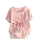 thumbnail image 1 of Vestidos Casuales Para Mujer, Blusas De Mujer De Moda Blusa informal de lino con cuello redondo, manga corta y botones para mujer, 1 of 4