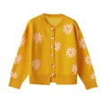 thumbnail image 4 of Vestes d'Automne Manteaux Cardigans pour Femmes, Cardigan Décontracté à Manches Longues Col Rond Bouton Imprimé Petite Marguerite Cardigan Tricoté Jaune, 4 of 4