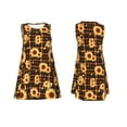 thumbnail image 7 of Picia Brown Plaid Sunflower Print Women’s Sleeveless Midi Swing Dress – A-Line Pleated Tank Sundress, Comfortable and Flowy T-Shirt Dress, 7 of 7