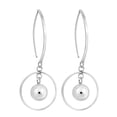 thumbnail image 2 of AeraVida Sophisticated Halo Circle Sterling Silver Elongated Hook Dangle Earrings, 2 of 5