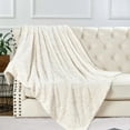 thumbnail image 3 of Home Soft Things Ashley Brushed Faux Fur Throw Blanket with Sherpa Back Soft Cozy Fluffy Fluzzy Lightweight Throw - Ivory - 50" x 60", 3 of 7
