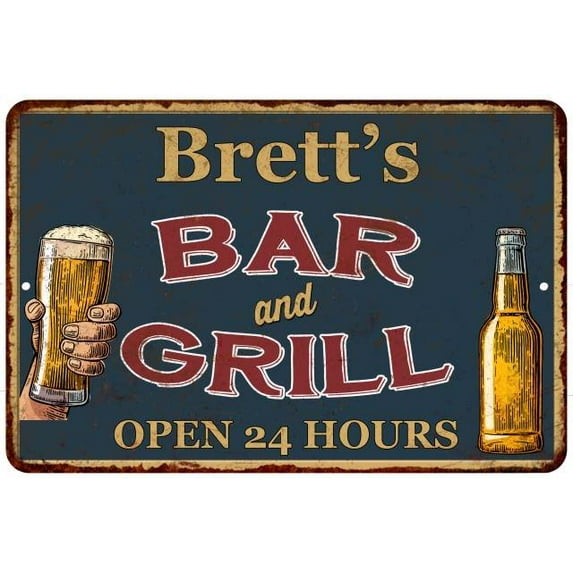 Brett's Green Bar and Grill Metal Sign 8x12 Decor 108120044200