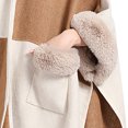 thumbnail image 3 of Clearance Women's Color Block Shawl Wrap Plus Size Cardigan Poncho Cape Open Front Long Winter Sweater Coat Wool Wedding Dress Party Coat for Winter, 3 of 6