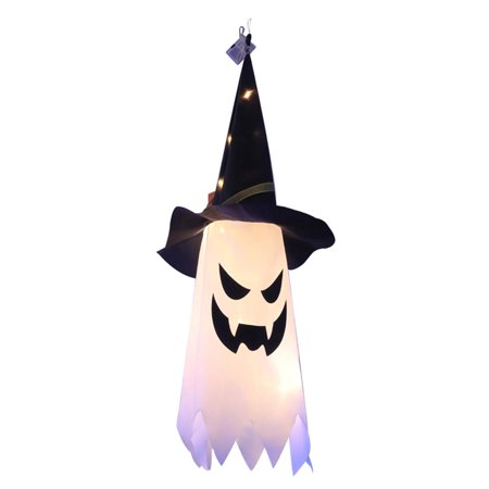 

Fovolat Halloween Ghost Decorations|Light up Ghost Windsock with Witch Hat|Ghost Wind Sock Flag for Home Patio Lawn Yard Warm White or Colorful 3 Light Modes Battery Powered