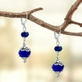 thumbnail image 2 of Besheek Silvertone Stainless Steel Cobalt Blue Crystal Leverback Earring, 2 of 5