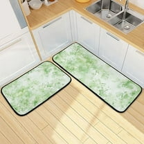 Green Watercolor Background Kitchen Mat Set of 2 Cushioned Non Slip Rugs for Bedroom Floor Runner Mats