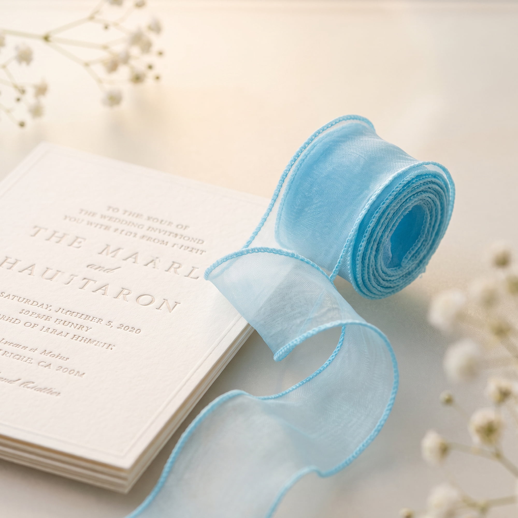 Unique Bargains 10Pcs Woven Edge Chiffon Ribbon on Sturdy Spools Sky Blue 2.4 Yard