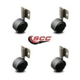 thumbnail image 2 of 2 Inch Flat Black Hooded Nylon Twin Wheel Casters with Side Mount Set SCC, 2 of 2