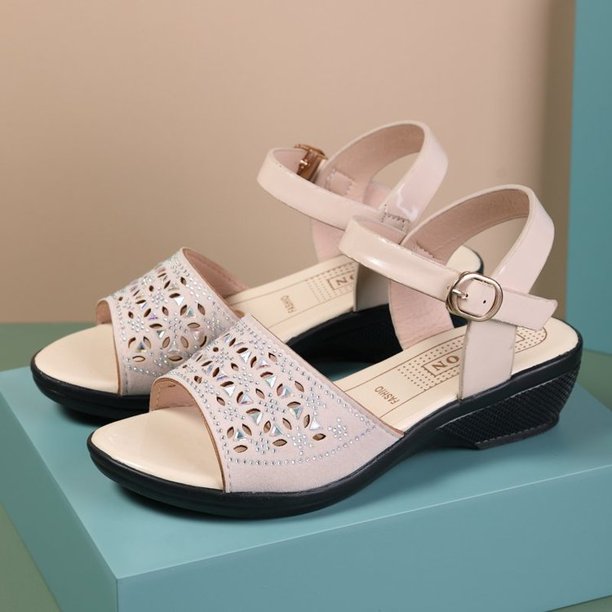 Sandalias de mujer, novedad de verano, sandalias de moda para mujer, sandalias de plataforma de lujo con cuña de tacón alto, sandalias cómodas con hebilla de una línea, Sandals40 Gao Jinjia LED