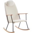 thumbnail image 6 of BISHE Modern Adjustable Headrest Pillow Rocking Chair,Upholstered Glider Rocker Chairs with High Backrest,with Armrests,Living Room,Bedroom,Balcony,Easy to Assemble,White, 6 of 10