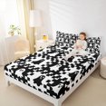 thumbnail image 3 of Manfei Checkerboard Spooky Ghost Queen Sheets 4 Pieces, Happy Halloween Queen Sheet Sets, Black White,1 Fitted Sheet, 1 Flat Sheet and 2 Pillowcases, 3 of 5