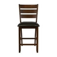 thumbnail image 4 of Wooden Counter Height Chairs Set of 2pc Clean Lines Design Dark Oak Finish Upholstered Dining Furniture, 4 of 6