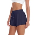 thumbnail image 2 of TRUNZI Running Shorts for Women with Pockets Flowy High Waist Drawstring Quick Dry Women Summer Workout Shorts Navy M, 2 of 4
