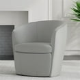 thumbnail image 5 of Pemberly Row Traditional All Italian Leather Gray Swivel Club Chair, 5 of 8