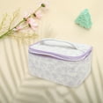 thumbnail image 3 of Unique Bargains 1 Pc Trendy Square Hearts Drawstring Makeup bag for Travel Purple Polyester, 3 of 6
