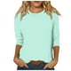 thumbnail image 1 of Camisa raglán informal de manga 3/4 para mujer, cuello redondo, poliéster, color liso, estilo informal y moderno, tallas S-XXL, 1 of 5