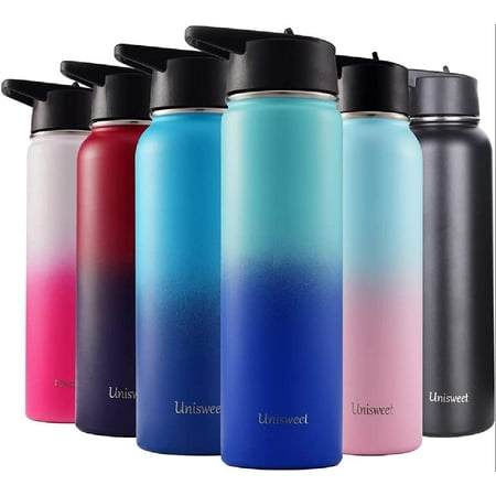 

Insulated Water Bottle Stainless Steel Sport Water Bottle with Straw Cap & Spout Lid Keeps Hot and Cold for Sport Travel Gym 22oz Blue Waves