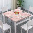 thumbnail image 3 of Pink White Gold Marble Pattern Square Fitted Tablecloth with Elastic Edge,Square Table Cover,Washable Elastic Table Cover for Home Kitchen Party Decor 36"x36", 3 of 6