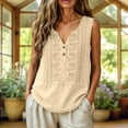 thumbnail image 2 of Lumtrix Womens Tank Tops Loose Fit Cotton Linen V Neck Henley Sleeveless Shirt Casual 2026 Summer Beach Top Beige L, 2 of 6