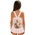 thumbnail image 2 of Xixirimido Bunny Floral Print Girls Swimsuit Sleeveless One Piece Skirted Swimwear Modest Hawaiian Bathing Suit for Beach Water Park Kids Swim Dress， Pink, 5-6 Years, 2 of 7