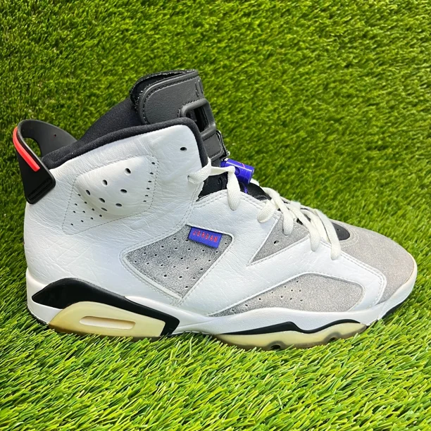 N I-K-E A i r-Jor-dan 6 Retro Mens Size 10.5 White Gray Basketball Shoes Sneakers