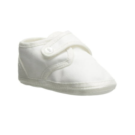 

Little Things Mean a Lot Boys White Cotton Shoe with Button Closure (Baby)