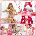 thumbnail image 2 of JoyStone Toddler Vanity Set, Pretend Princess Girls Vanity Table with Mirror, Cosmetics and Hair Dryer, Kids Vanity Table and Chair Set for 2 3 4 5 Year Old Girls (Red）, 2 of 10