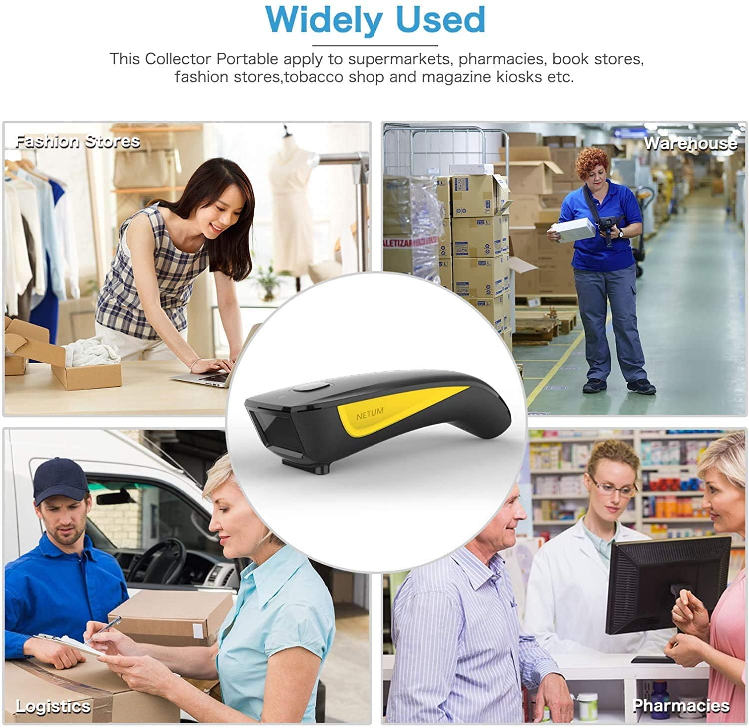 NETUM C750 Wireless Bluetooth Barcode Scanner with USB Cable & USB Dongle