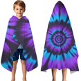 thumbnail image 3 of Blue Purple Tie Dye Pattern Hooded Bath Towel，50"x30" for Ages 3 To 12 Kids, Quick Dry Lightweight Soft Microfiber Hood Beach Towel Cover Up for Kids, 3 of 7