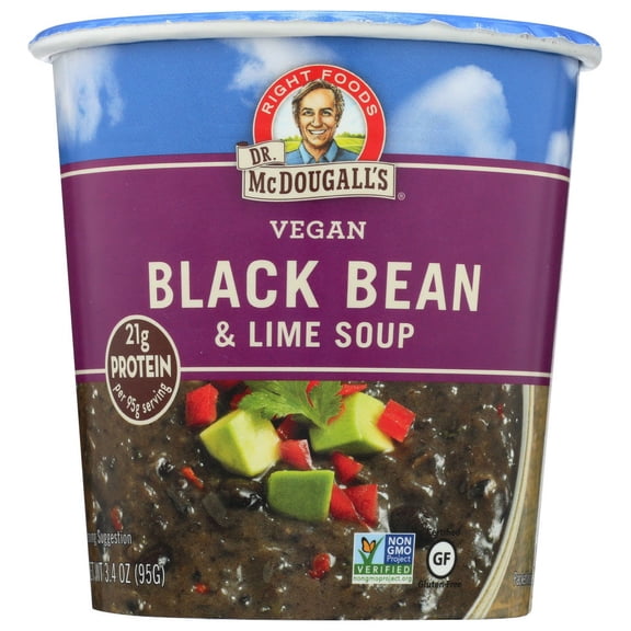 Dr. McDougall's Big Cup Vegan Soup Black Bean & Lime -- 3.4 ozPack of 4