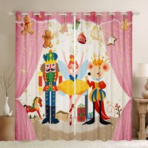 Homewish Pink Ballet Princess Black Out Curtains for Kids, Royal Nutcracker Guard Curtains Pack of 2 (42x63 Each), Dreamy Fairy Tale Bedroom Curtains, Nutcracker Blackout Curtains Room Decor